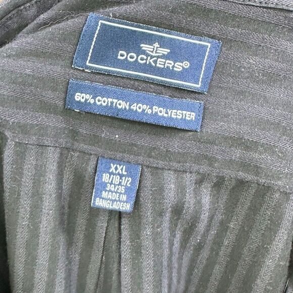 Dockers Mens XXL Black Shirt Size 18/18.5 34/35 Long Sleeve Button Up - Picture 2 of 14